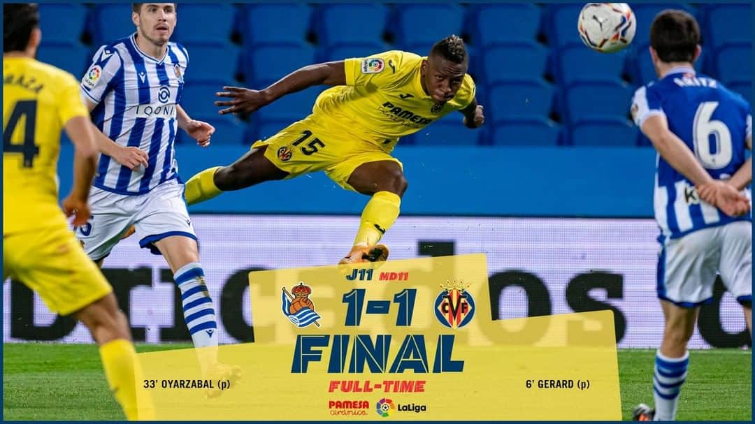 ビジャレアルCFさんのインスタグラム写真 - (ビジャレアルCFInstagram)「¡FINAL! El #Villarreal suma un punto en el Reale Arena (1-1) en su visita al líder de @laliga con un gol de penalti de @gerard_moreno. . FULL-TIME! #Villarreal get a point at the Reale Arena (1-1) in their visit to the @laliga with a goal from the penalty spot by @gerard_moreno. . #futbol #football #soccer #laliga」11月30日 7時06分 - villarrealcf