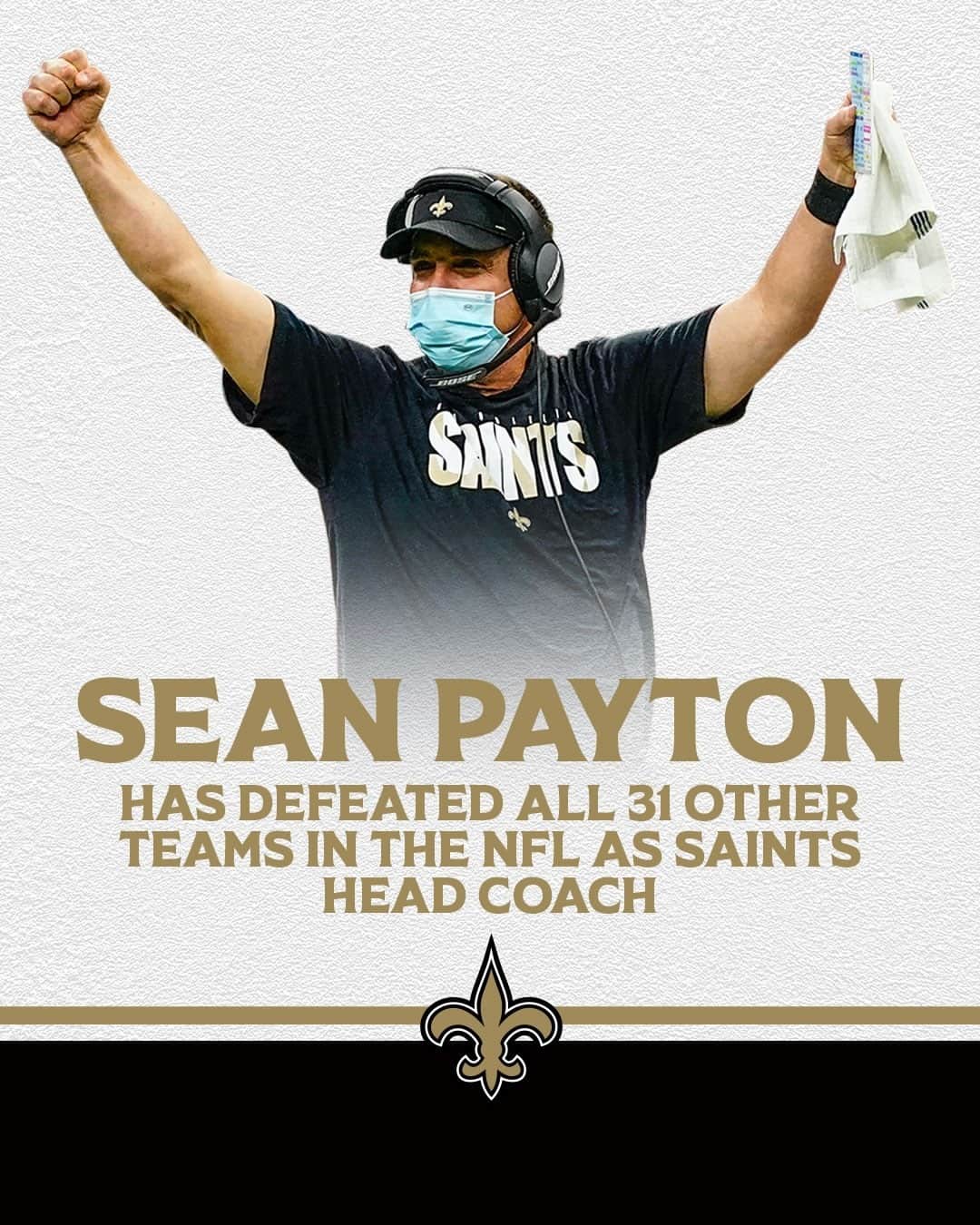 ニューオーリンズ・セインツさんのインスタグラム写真 - (ニューオーリンズ・セインツInstagram)「With the win over the Broncos, Sean Payton becomes the 13th head coach in #NFL history to defeat 31+ teams! #Saints」11月30日 9時30分 - saints