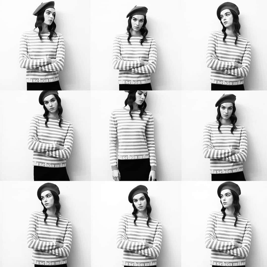ミラショーンのインスタグラム：「Poses. Mechanical Reproduction ⠀ ⠀⠀ ⠀ #milaschon #bandw #bnwportrait #blackandwhitephotography #poses #portraitlove #bnwphoto」