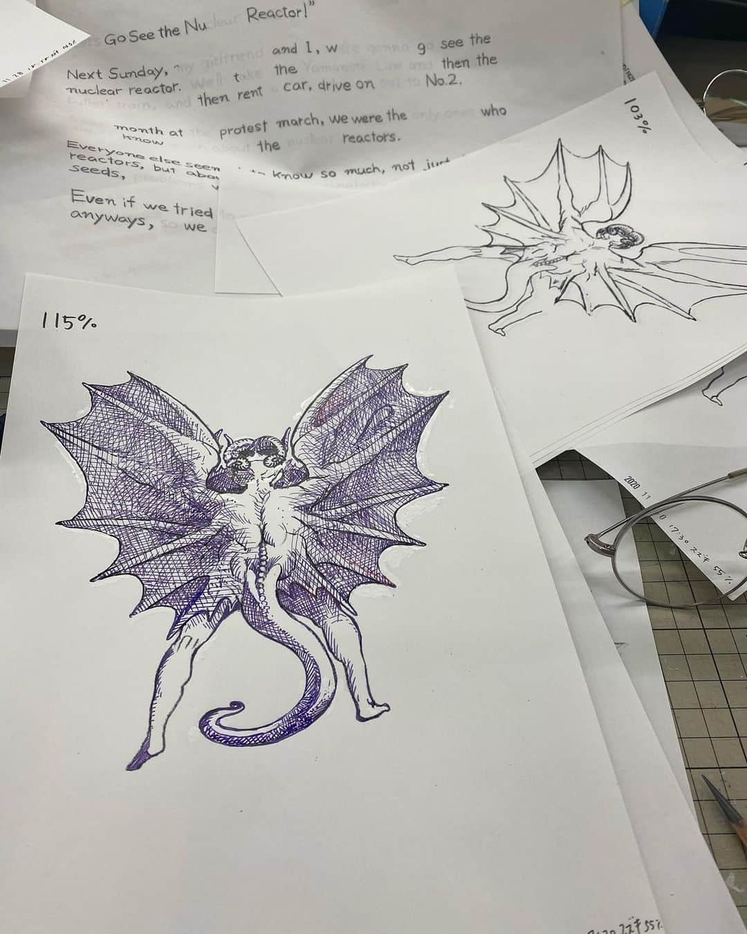 村上隆さんのインスタグラム写真 - (村上隆Instagram)「It's been a while since I've been drawing a pen. Of course, the reference source is William Blake! And the "Red dragon"!」11月30日 22時56分 - takashipom