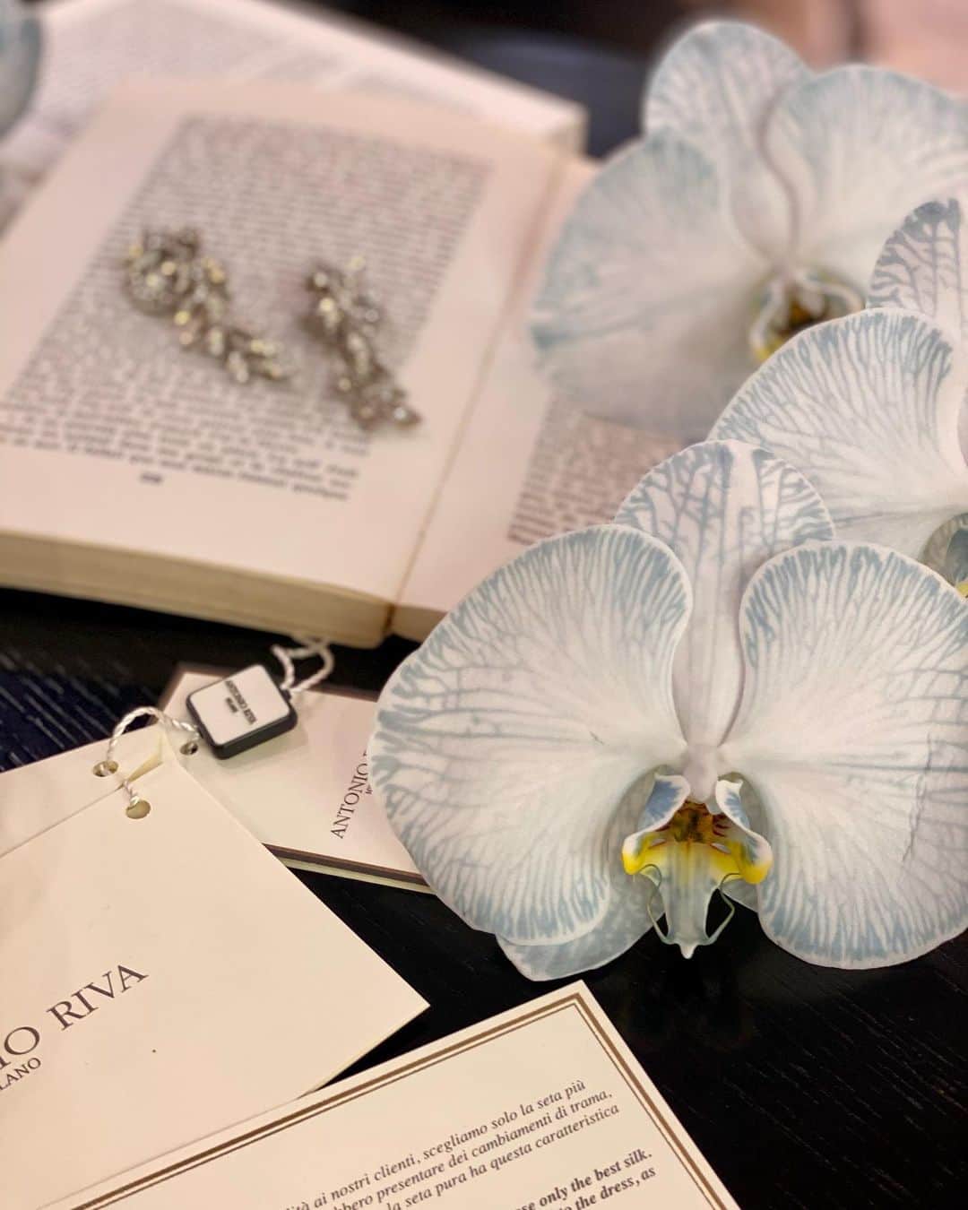 JUNOのインスタグラム：「LUCREZIA × Orchids﻿ ﻿ ﻿ 淡い水色の胡蝶蘭を﻿ ブラッシュカラーのドレスにあわせて﻿ ﻿ 胡蝶蘭の花言葉は﻿ 「幸福が飛んでくる」「愛情」﻿ ﻿ 大輪の胡蝶蘭は 優雅に花嫁の想いを運びます﻿ ﻿ ﻿ Dress : Antonio Riva “LUCREZIA”﻿  ﻿ #inesdisanto﻿ #MARCHESA﻿ #antonioriva﻿ #naeemkhan﻿ #inmaculada﻿ #kennethpool﻿ #zacposen﻿ #juno﻿ #junowedding﻿ #wedding﻿ #weddingdress﻿ #viktorandrolf ﻿ #lenamedoyeff ﻿ #ジュノ﻿ #ウエディング﻿ #ウェディング﻿ #ウエディングドレス﻿ #ウェディングドレス﻿ #ドレス﻿ #プレ花嫁﻿ #2020冬婚﻿ #2021春婚﻿ #福岡花嫁﻿ #東京花嫁﻿ #九州花嫁﻿ #関東花嫁」