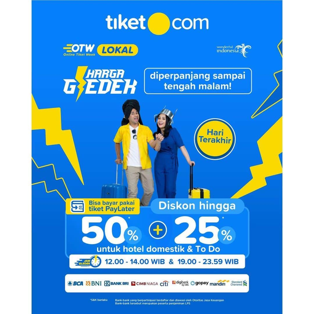 Raffi Ahmadさんのインスタグラム写真 - (Raffi AhmadInstagram)「Ada diskon hingga 50% + 25% untuk pesawat, hotel, & To Do untuk wilayah domestik favoritmu. Geser ke kiri buat tahu info lengkapnya. Buruan tunggu apalagi, samber tiketnya di Jam Gledek di aplikasi tiket.com! Info lengkapnya klik go.tiket.com/RANSOTW @tiketcom #adatiketnya #tiketcomOTWLokal」11月30日 18時57分 - raffinagita1717