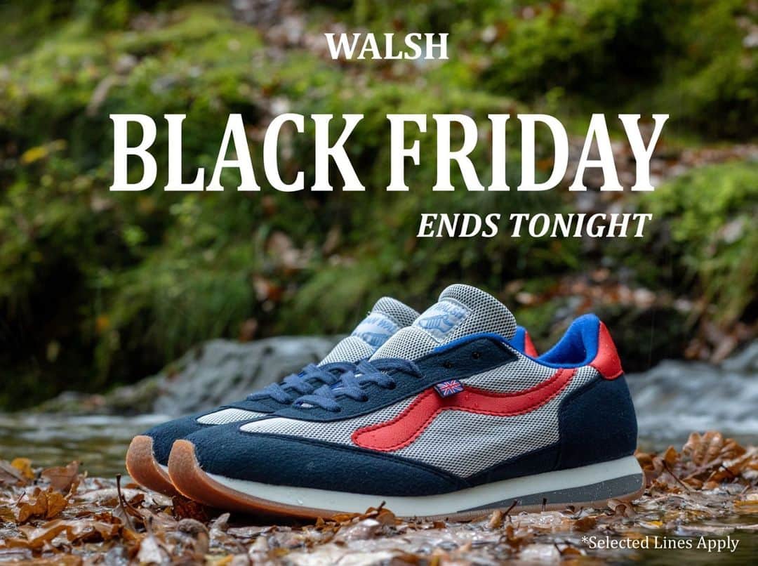 ウォルシュのインスタグラム：「The Norman Walsh Black Friday Event ends tonight, be sure not to miss out!💰 . . . #normanwalshuk #normanwalsh #britishmanufacturing #madeinbritain #ukmfg #shoes #footwear #sneakers」