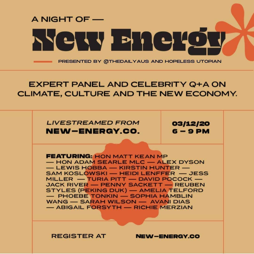 デビッド・ポーコックさんのインスタグラム写真 - (デビッド・ポーコックInstagram)「Concerned about the future? Dismayed with the lack of political leadership on the biggest challenges we face?   Join New Energy as we talk climate, culture and the new economy. December 3, 6-9pm AEDT. Livestreamed from the Seymour Centre. You can register for the livestream at link in my bio.   Limited IRL tickets also available.」12月1日 7時37分 - davidpocock