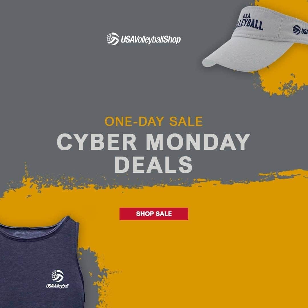 USA Volleyballさんのインスタグラム写真 - (USA VolleyballInstagram)「It's Cyber Monday, you know what that means! 👾 Shop and save up to 20% for one day only. Click the graphic to shop!  Prices as marked, no coupon code required.」12月1日 0時00分 - usavolleyball