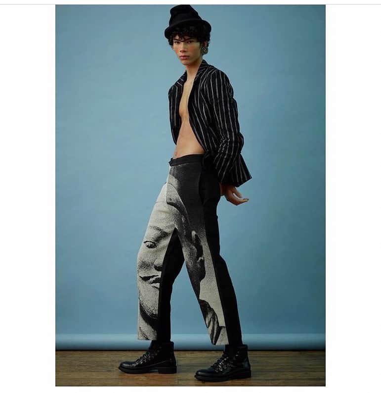 のインスタグラム：「Bernstock Speirs Crushed Bowler in Fucking Young Magazine.  @fuuuckingyoung  Thanks for Posting @celia__arias   Photo Rama Lee @rama_lee  Styling Celia Arias @celia__arias  Hair Yuuki Yasane @yuukiyanase  Make up Violet Zeng @violetz_mua  Model Alden @akeemosborne   @bernstockspeirs x @johnmoore.shoes.reimagined」