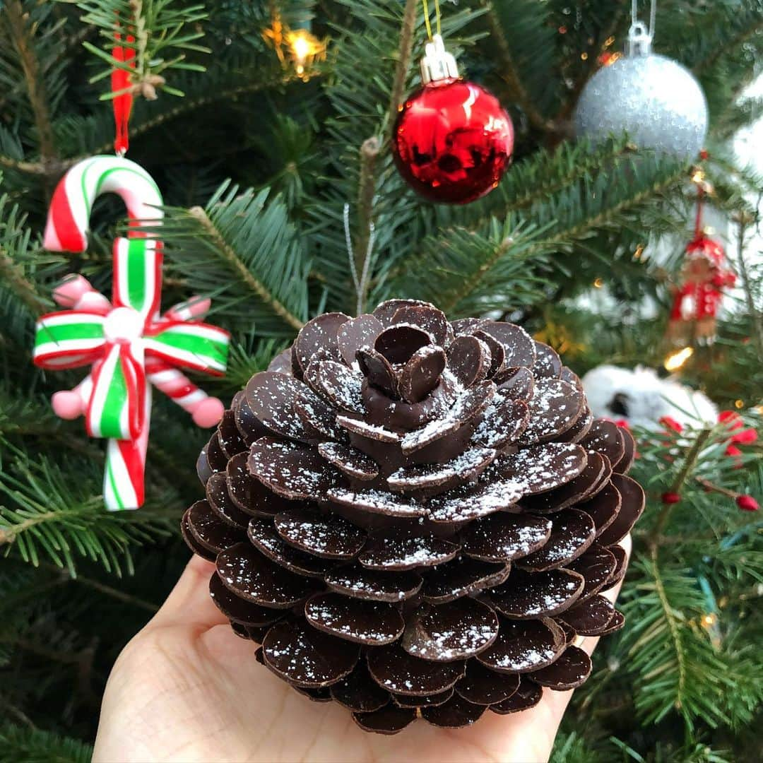 DOMINIQUE ANSEL BAKERYさんのインスタグラム写真 - (DOMINIQUE ANSEL BAKERYInstagram)「Our Gingerbread Pinecone, back here in Soho for the holiday season. It’s one of my favorite pastries to make each year, with more than 60-70 tiny hand-cut dark chocolate petals surrounding a center of gingerbread mousse, speculoos ganache, and spiced cake glazed with a layer of dark chocolate. Beautiful. 🌲」12月1日 0時38分 - dominiqueansel