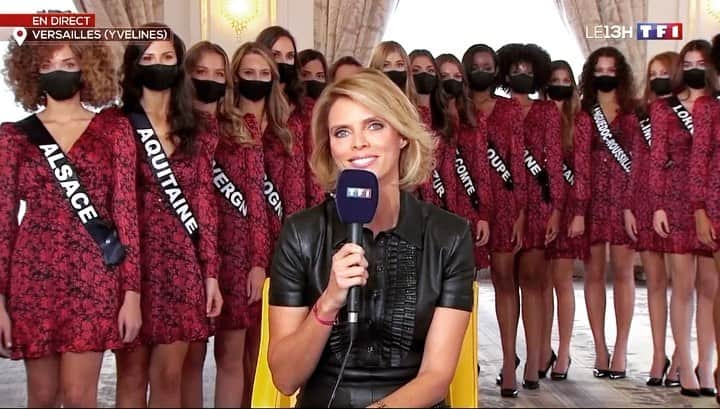 のインスタグラム：「One moment with #Sylvietellier is wearing our ‘Constance’ #jitrois dress.   "Beauty is intelligence" The president of the french beauty contest  #MissFrance is celebrating 100 years of the famous beauty contest #tf1」