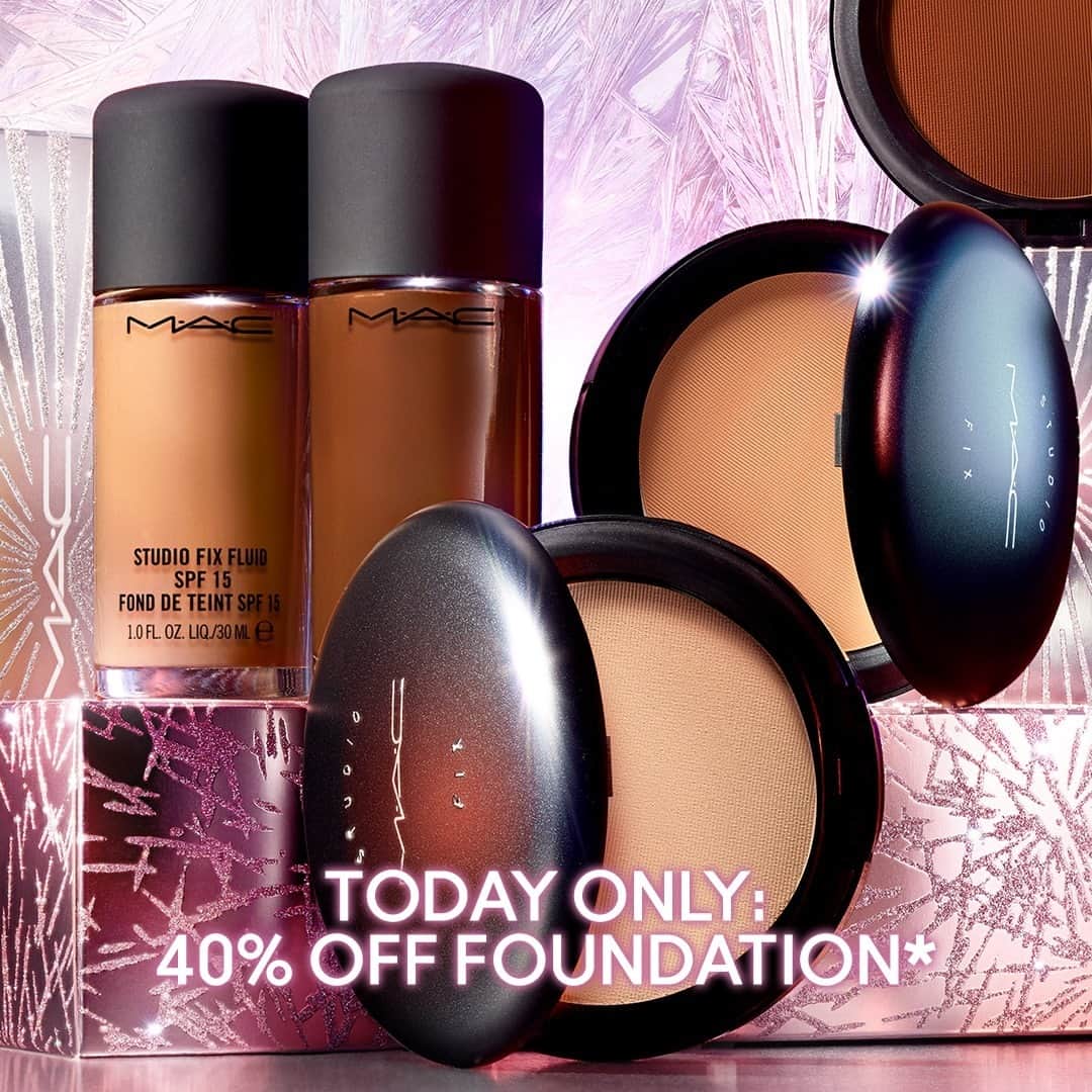 のインスタグラム：「💥Meet your match in a flash with 40% off foundation💥! Yes, today only. Yes, ALL formulas! Plus, if you don't know their shade – you can gift it and they can pick it with SmartGift! #MACFrostedFirework #MACHoliday  *Daily deals and offers vary by market. Check your local website for more details.」