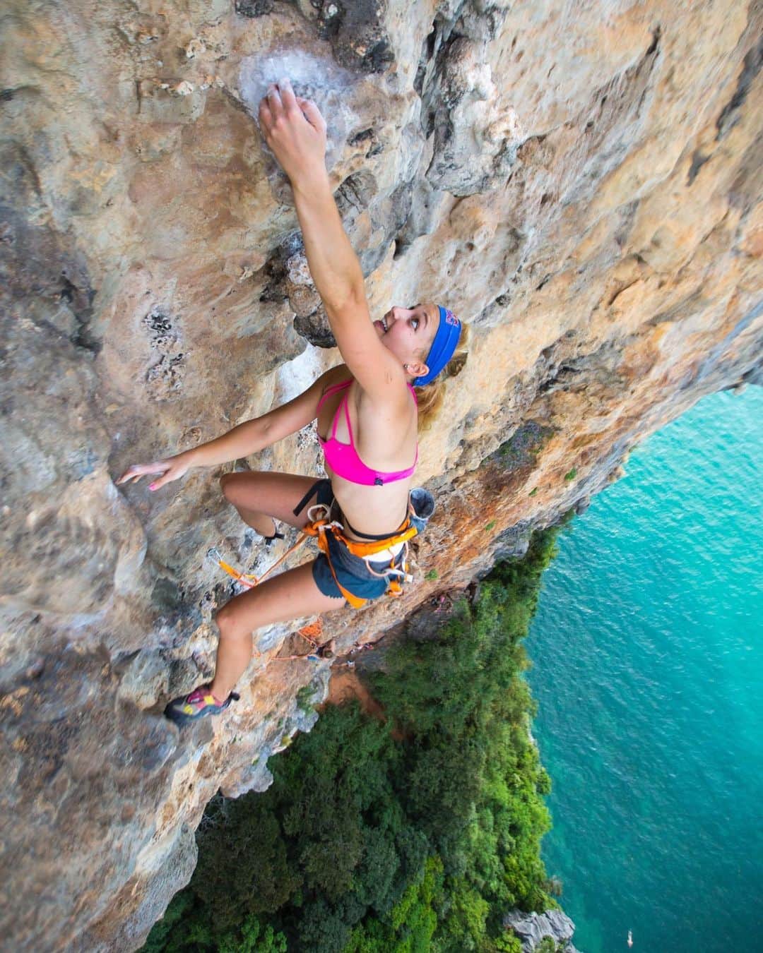 サッシャ・ディギーリアンのインスタグラム：「Giveaway time! Let’s make up for the fact that many of us won’t be making it anywhere tropical as of covid times 🥺...  I have put together a little package of my go-to equipment for climbing. The @petzl_official harness I wear (SITTA), @fiveten_official climbing shoes, a @wavetoolstherapy for recovery, and my latest little monster chalk bag creation in partnership with @8bplus_rockclimbing with profits to @righttoplayintl (I’ll make sure the money is still donated).  To WIN: a •harness •pair of climbing shoes •chalk bag •physical therapy tool  SIMPLY: - Tag 2 friends in the comments  - Like this photo  - *Bonus to share to your story with where you’d like to go climb!  Photo by @bearcam from “Lord of the Thais” with @nalle_hukkataival 🧗🏼  • I will announce the winner Thursday •  #giveaway #givingtuesday #climbing #womanwhoclimb」
