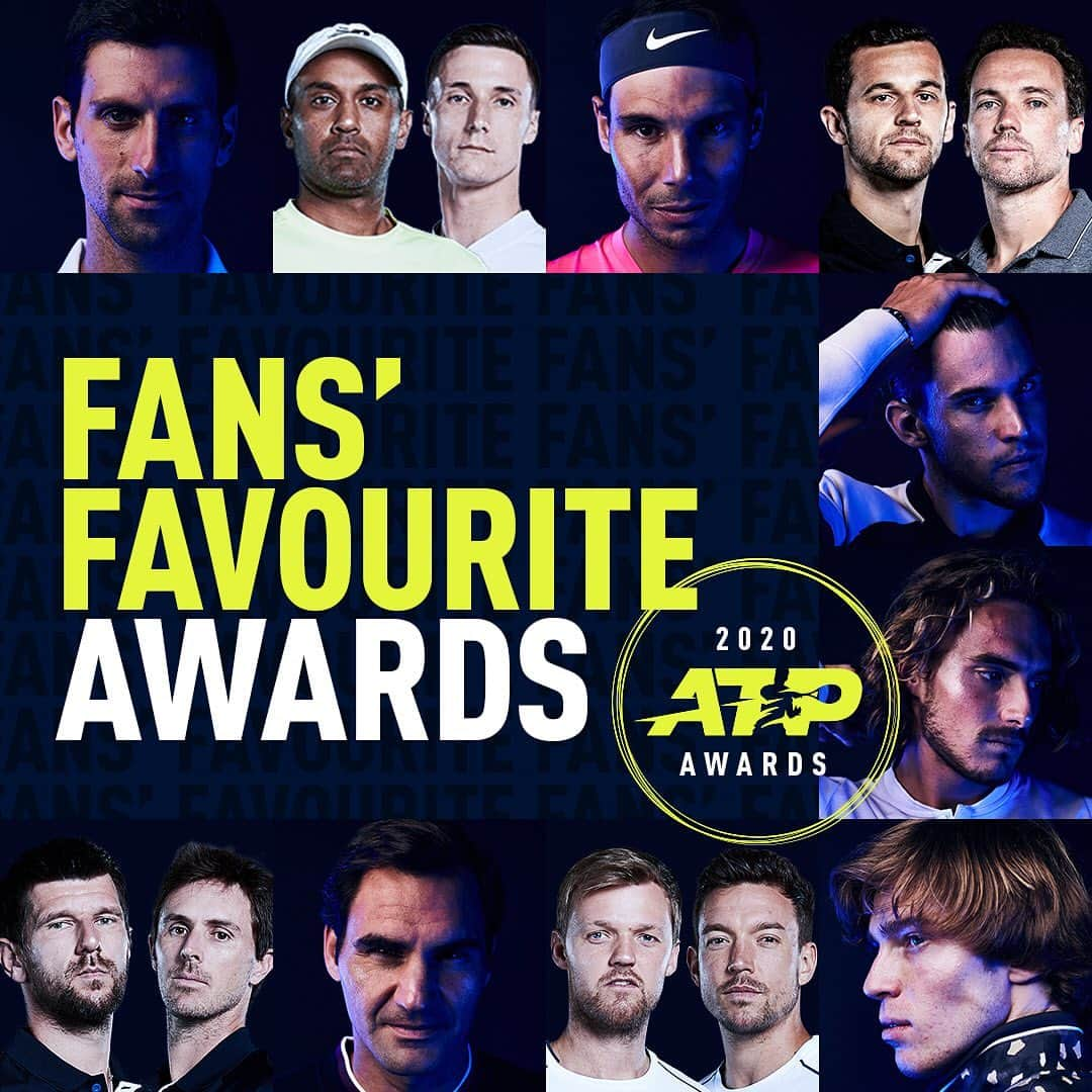 ATP World Tourさんのインスタグラム写真 - (ATP World TourInstagram)「Who’s your favourite singles player & doubles team of 2020? 🤔   Head to the ATP Tour website by 11 December to vote for the Fans’ Favourite Awards! 🗳 #ATPAwards」12月1日 2時41分 - atptour