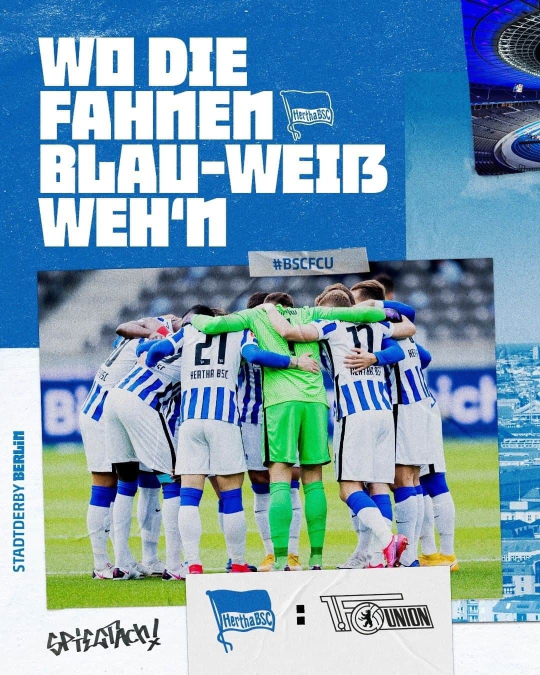ヘルタ・ベルリンのインスタグラム：「Derbymodus 🔛, Berlin in 🔵⚪️! . . #BSCFCU #HaHoHe #herthabsc」