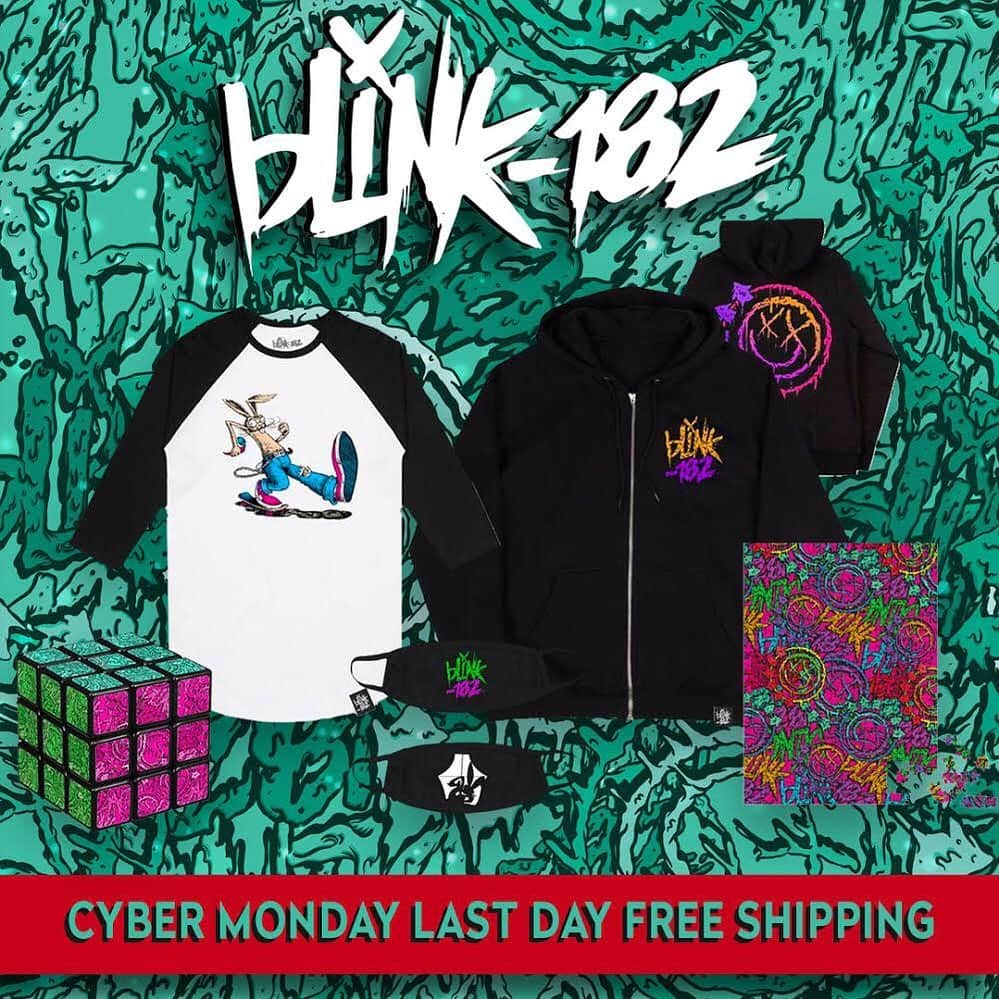 blink-182のインスタグラム：「Last day to take advantage of free domestic shipping at the blink store! 🤘#cybermonday」