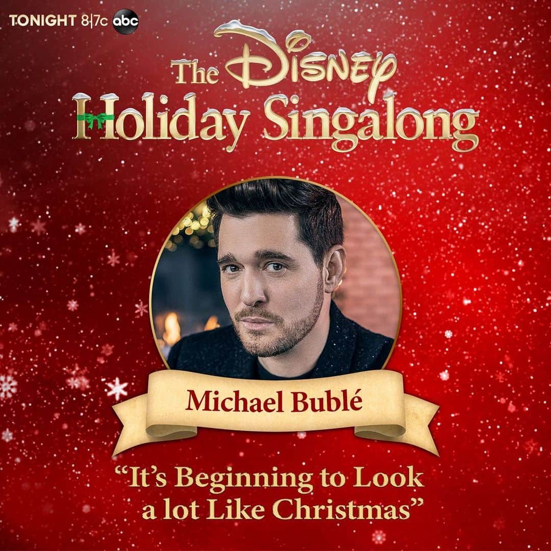 マイケル・ブーブレのインスタグラム：「It means so much to my family and I to invite you into our home this Christmas. Thank you for allowing us into yours! Tune into #DisneyHolidaySingalong tonight at 8/7c on @abcnetwork」