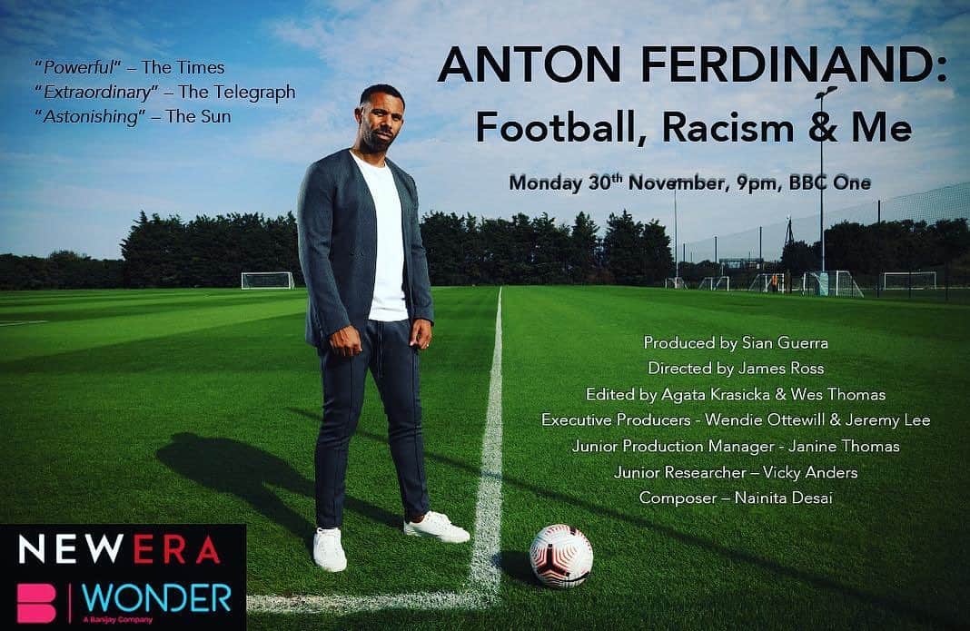 のインスタグラム：「At 9pm #AntonFerdinand football, racism and me!! The time has come for me to use my story to help #positivechange. Without my beautiful wife and kids, niece and nephews, dad, siblings, mum (who's always with me) friends and my team new era, wonder productions and of course the BBC thank you for ur support whilst doing this doc! The players that play today the next generation of footballers and people across society this is for YOU!!! #positivechange」