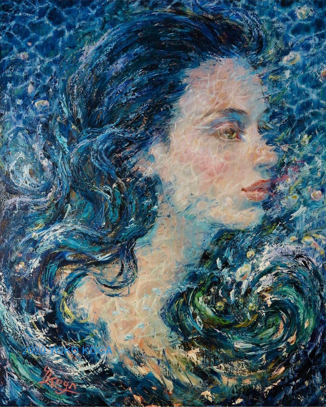 古賀陽子のインスタグラム：「“波” ・ 【神戸個展 開催中】 油彩画家 古賀陽子 個展　〜Nymphの世界〜 開催日時: 2020年11月20日(金)〜12月1日(火) 11:00〜19:00  ※最終日は17:00まで ※25日(水)は休廊日です  場所: FLORE Artist Gallery 神戸市中央区山本通 1－7－9ブーミン北野  1F  アクセス: 阪急電鉄三宮駅・JR 三ノ宮駅 東出口→徒歩８分、阪神電鉄三宮西出口→徒歩５分、東海道新幹線新神戸駅→車５分  小作品から大作まで30点を超える新作を発表。 人物を中心に、小動物やお花の作品も展示いたします。  COVID-19感染拡大防止のため会場内ではマスクを着用の上、ソーシャルディスタンスを十分にお取りくださいますようお願い致します。  ●Web個展● ホームページへはプロフィール @y.koga7 から < オンラインショップ > https://yokokoga.official.ec 　販売期間 : 11/22(日) PM 9時～12/2(水) PM 9時  　ホームページからもアクセスいただけます。  < VRツアー > ※特別な機械は必要ありません。 　準備出来次第公開開始 :  ホームページよりご覧いただけます。 ーーーーーーーーーーーーーーー “ The Wave”  【Web Exhibition】 Access from the link in bio Please enjoy the exhibition online.  【the online shop】 https://yokokoga.official.ec They are sold until Wed. 12/2 9pm Access from the link in bio  【The solo exhibition in Kobe】 “The World of Nymphs” 20th Nov. 2020〜1st Dec. 11:00am〜7:00 pm ※the final day→opens unti 5pm  ※close→Wed. 25th  Gallery: @floreartistgallery  FLORE Artist Gallery 神戸市中央区山本通 1－7－9ブーミン北野  1F  ———————————————————————  #アート #アーティスト #アートワーク  #アートコレクター #画家 #美術館 #作品 #絵画展 #アートのある暮らし #絵画のある暮らし #絵のある暮らし #アート好きな人と繋がりたい #ギャラリー #個展  #油絵 #画廊 #人物画 #美人画 #神戸 #三宮 #北野坂 #西宮 #art #artwork #gallery #artist #oilpaintartist #exhibition #古賀陽子 #yokokoga」