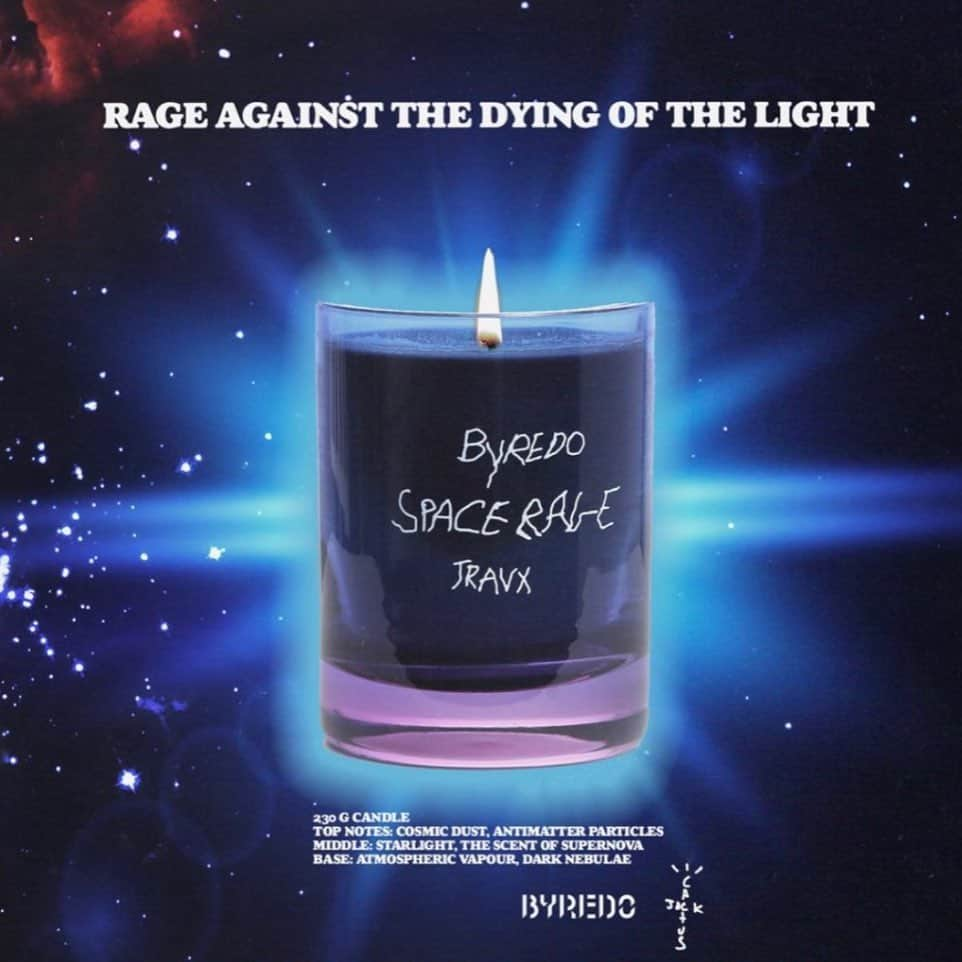 HYPEBEASTさんのインスタグラム写真 - (HYPEBEASTInstagram)「@hypebeaststyle: @travisscott has released his latest collaboration involving @officialbyredo with a candle and perfume called "Space Rage." Both scents are to smell like "cosmic dust, antimatter particles, starlight, atmospheric vapour" and more.⁠⠀ Photo: Travis Scott」12月1日 7時03分 - hypebeast