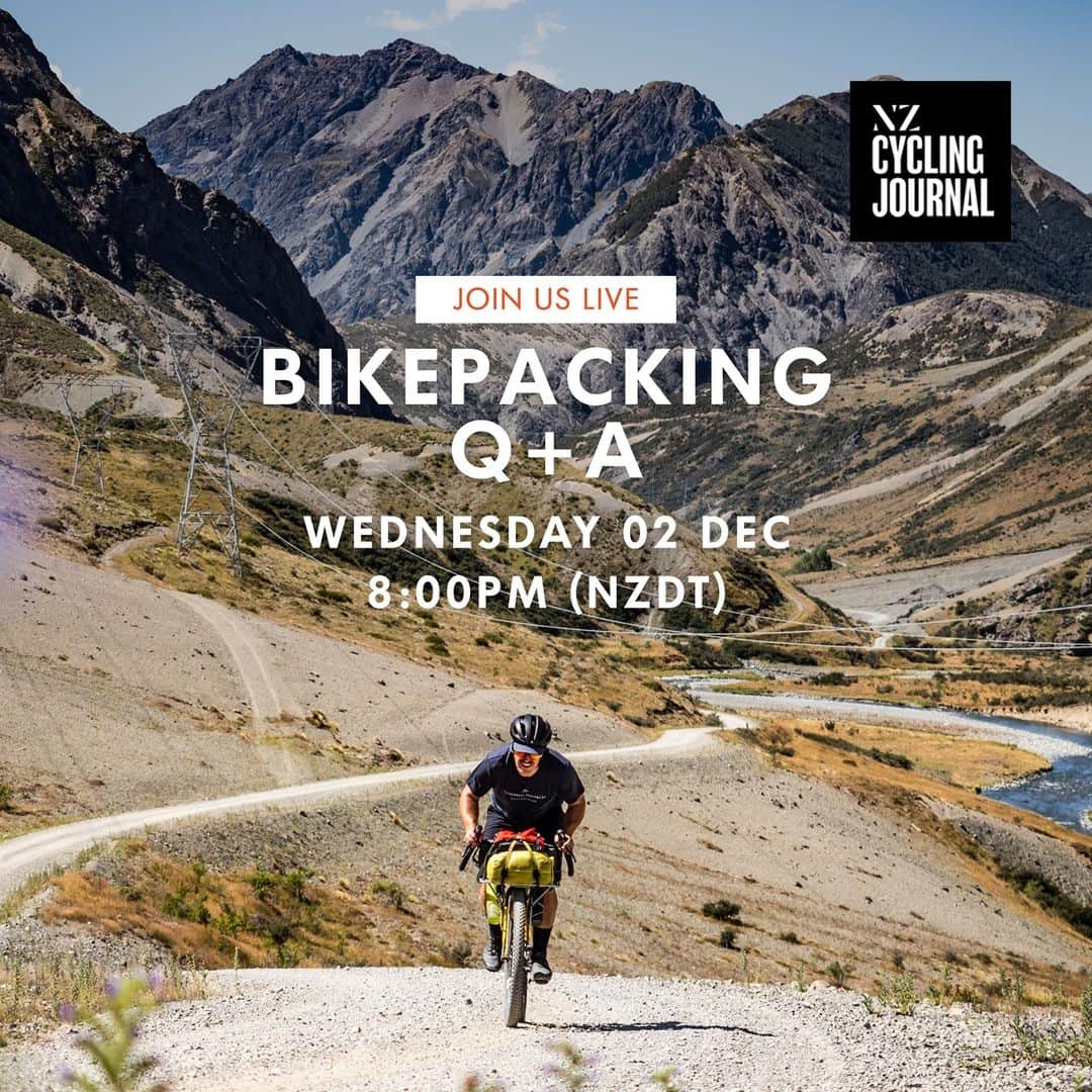 のインスタグラム：「Want to get into bikepacking but don’t know where to start? We’re hosting a live Q + A session with Liam from the New Zealand Cycling Journal on all things bikepacking! Join us tomorrow Wed, 02 December at 8pm NZDT @nzcyclingjournal  #bikepacking #cyclinglife #adventurebybike #bikeadventure #biketrail #biketravel #rainbowroad」