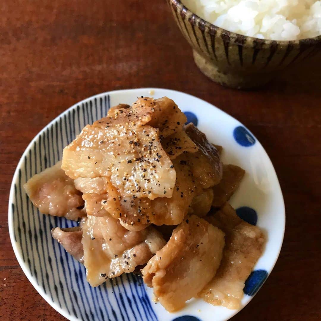 山本ゆりさんのインスタグラム写真 - (山本ゆりInstagram)「ポン酢と豚バラ好きの方に捧ぐ1品﻿ ﻿ 【ポンしゃぶ】﻿ ﻿ ポン酢、水、砂糖を沸かしてお肉をくぐらせる焼きしゃぶ。めちゃくちゃ美味しいです‼️﻿ ﻿ 焼いてポン酢絡めるのと何が違うねんと思われるかもしれんけど、中まで味が染みてるしお肉は柔らかいし、ポン酢が無駄にもならんし、なんせ美味しい。﻿ ﻿ 砂糖を加えることで酸味がまろやかになり、ご飯が止まらないタレになります。仕上げに黒胡椒かけると最高。﻿ ﻿ めちゃくちゃ簡単なんで良かったら試してみてください！﻿ ﻿ 材料と作り方(レシピというほどでもない)←レシピって言うてへん﻿ ﻿ 1人分でフライパンに［ポン酢、水各大さじ1、砂糖小さじ1］をいれて弱火にかけ、沸いたら豚バラ薄切り100gくらいを入れ、色が変わったら裏返し、絡める。以上！仕上げに黒胡椒をふる。(ほな以上ちゃうがな)﻿ ﻿ ★ご飯に乗せてタレかけて刻みネギと黒胡椒。最高です。﻿ ﻿ #レシピ #簡単レシピ #おうちごはん #料理 #晩ご飯 #今日のごはん #インスタ豚バラ部 #ないわ﻿ ﻿ ブログも更新してます。(トップ画像の下のURLからとべます)﻿ ﻿ ●行動の先取りの話﻿ ●家事のズボラあるある﻿ ﻿ など。﻿  ﻿ 来週もまた見てくださいね。ジャン、ケン、ポン！うっふふふふ・・・うっふふふふ・・・うっふふふふうっふふふふ・・・うっふ・・・﻿フフ・・・・」12月1日 17時11分 - yamamoto0507