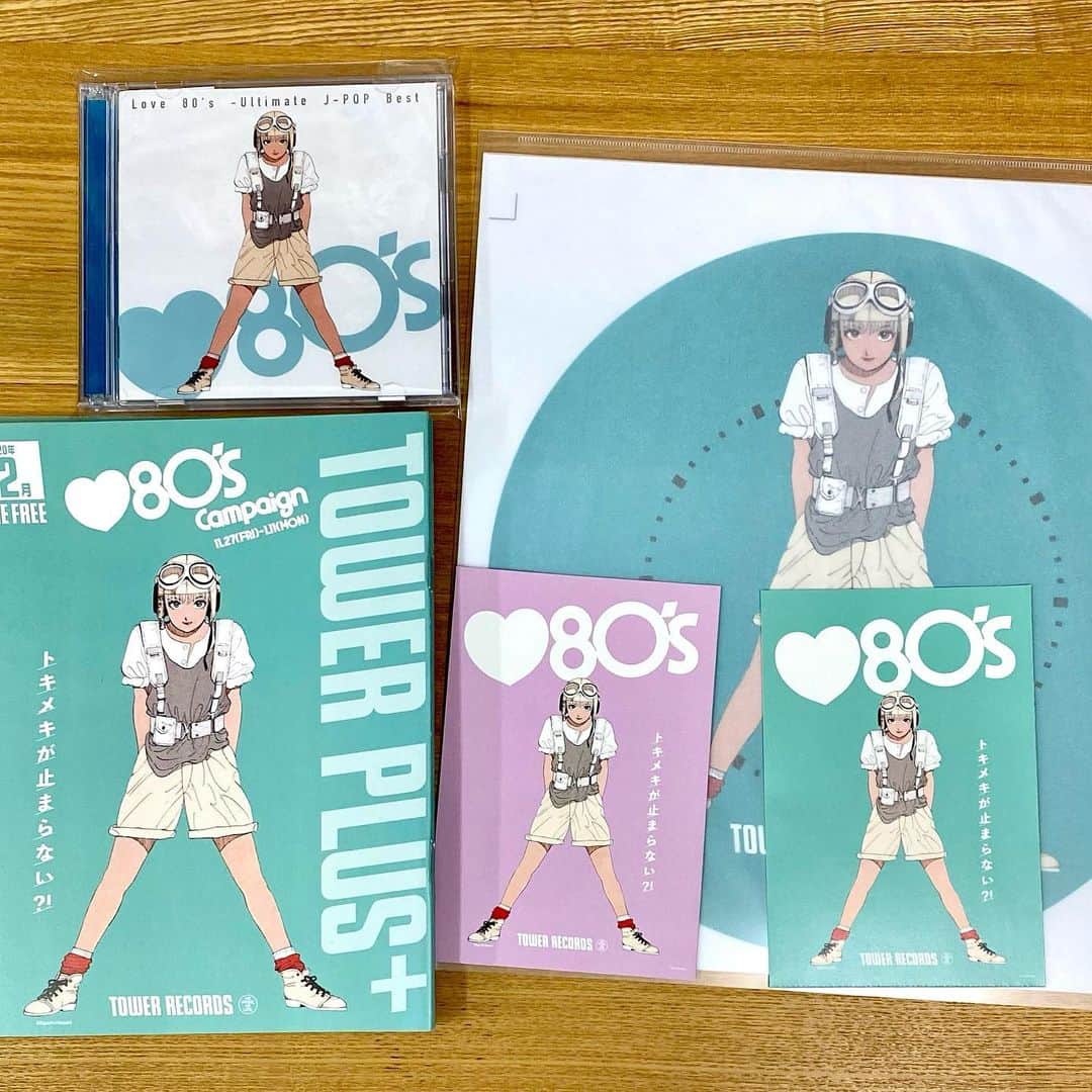江口寿史のインスタグラム：「11月27日〜1月11日まで全国のタワーレコードで開催中の♡80'sキャンペーン。タワレコ×江口寿史コラボグッズがもはや各店完売状態みたいですが、80's J-POPコンピCDがなかなか聴きごたえありです！こちらはまだまだ買えますのでどうぞ！」