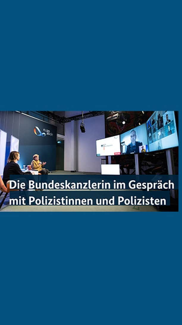 アンゲラ・メルケルのインスタグラム：「Ihr Dienst ist gerade unter den derzeitigen Bedingungen so unendlich wichtig für uns - Kanzlerin Merkel hat sich bei ihrem 3. virtuellen Bürgerdialog mit Polizistinnen und Polizisten über deren schwierigen Arbeitsalltag während der Corona-Pandemie ausgetauscht. . #kanzlerin #politik #politics #corona #pandemie #covid19 #polizei #polizeiindeutschland #police #dialog #bürger #bundeskanzlerinimgespräch」