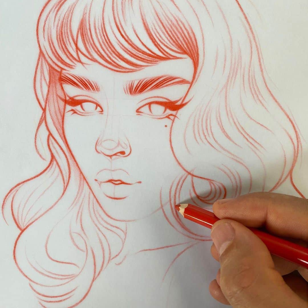 Rik Leeのインスタグラム：「New sketch in progress... ✍️ . #riklee #illustration #sketch #process #art #pencildrawing #portrait #design #fabercastell」