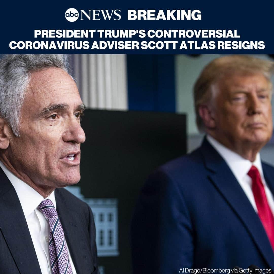 ABC Newsさんのインスタグラム写真 - (ABC NewsInstagram)「President Trump’s coronavirus adviser Dr. Scott Atlas resigned on Monday, according to a White House official. Latest at link in bio.」12月1日 9時50分 - abcnews