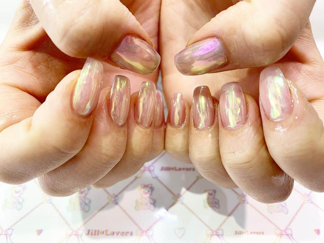mamijinguのインスタグラム：「オーロラとオーロラピンク  #jillandlovers #nail #nailart #paragel #gelneil#gel #ネイル #ネイルアート #me #look #love #かわいい」