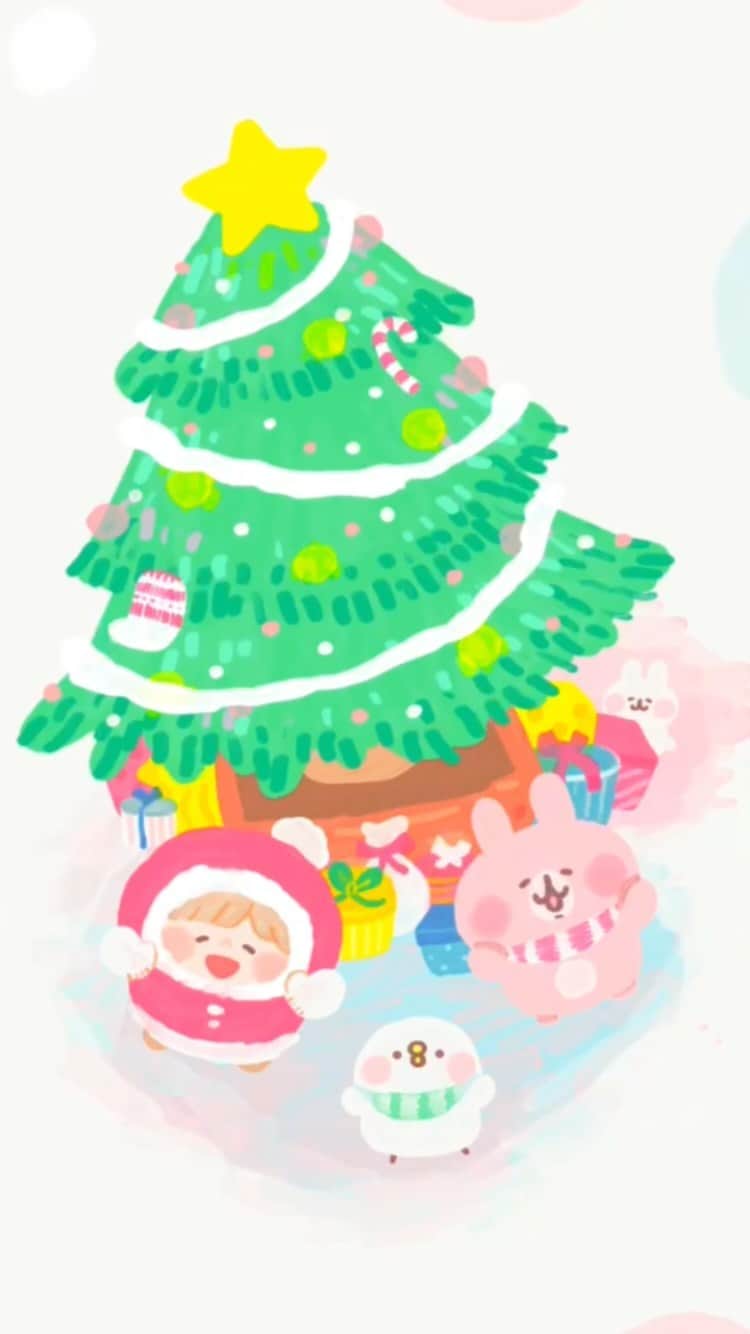 カナヘイのインスタグラム：「Christmas smile🎄🎁  #Illustration #making #タイムラプス #メイキング #kanahei #卡娜赫拉 #卡娜赫拉的小動物 #カナヘイの小動物」