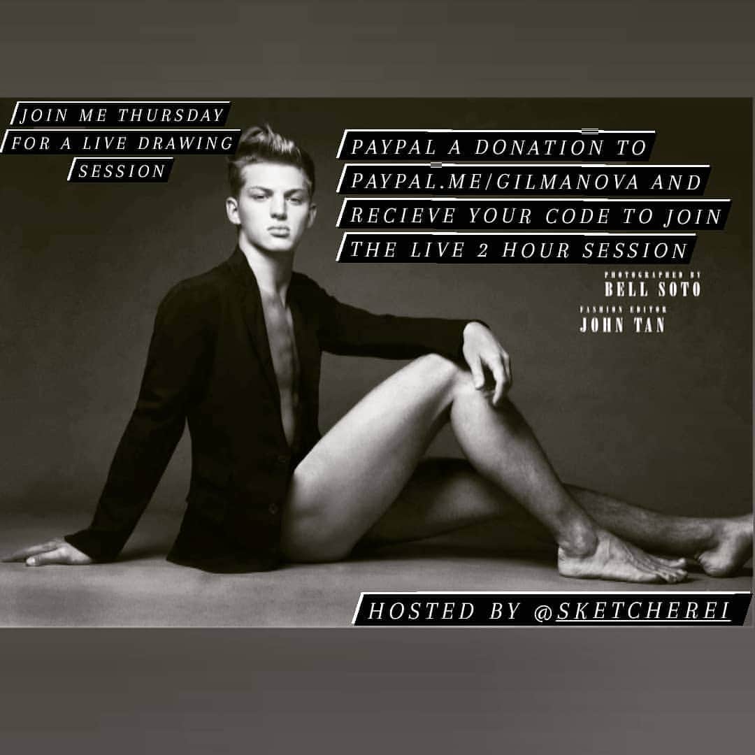 セバスティアン・ソーブのインスタグラム：「7pm-9pm Berlin time  Here is timing of poses:  10x1min 3x3min 3x5min 2x7min  Break 10min   1x10min 2x7min 2x5min 3x3min  6 min fast posing  Not going nude by the way so don't ask.  Prepare your own pens/pencils/watercolours etc.  @sketcherei #art #sketch #drawing #livedrawing #model #malemodel #speeddrawing」
