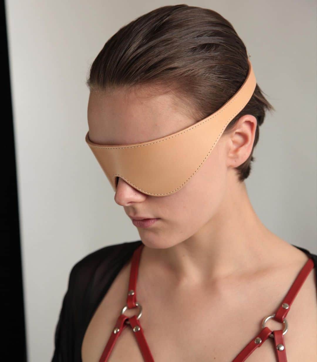のインスタグラム：「The Blindfold in Natural and the Web Bra in Red. #fleetilya #restraint」