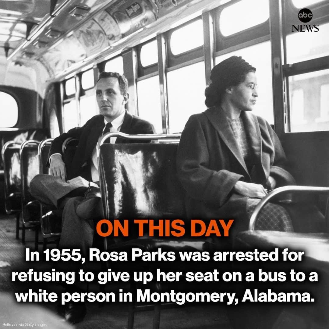 ABC Newsさんのインスタグラム写真 - (ABC NewsInstagram)「ON THIS DAY: In 1955, Rosa Parks was arrested for refusing to give up her seat on a bus to a white person in Montgomery, Alabama.」12月1日 20時00分 - abcnews