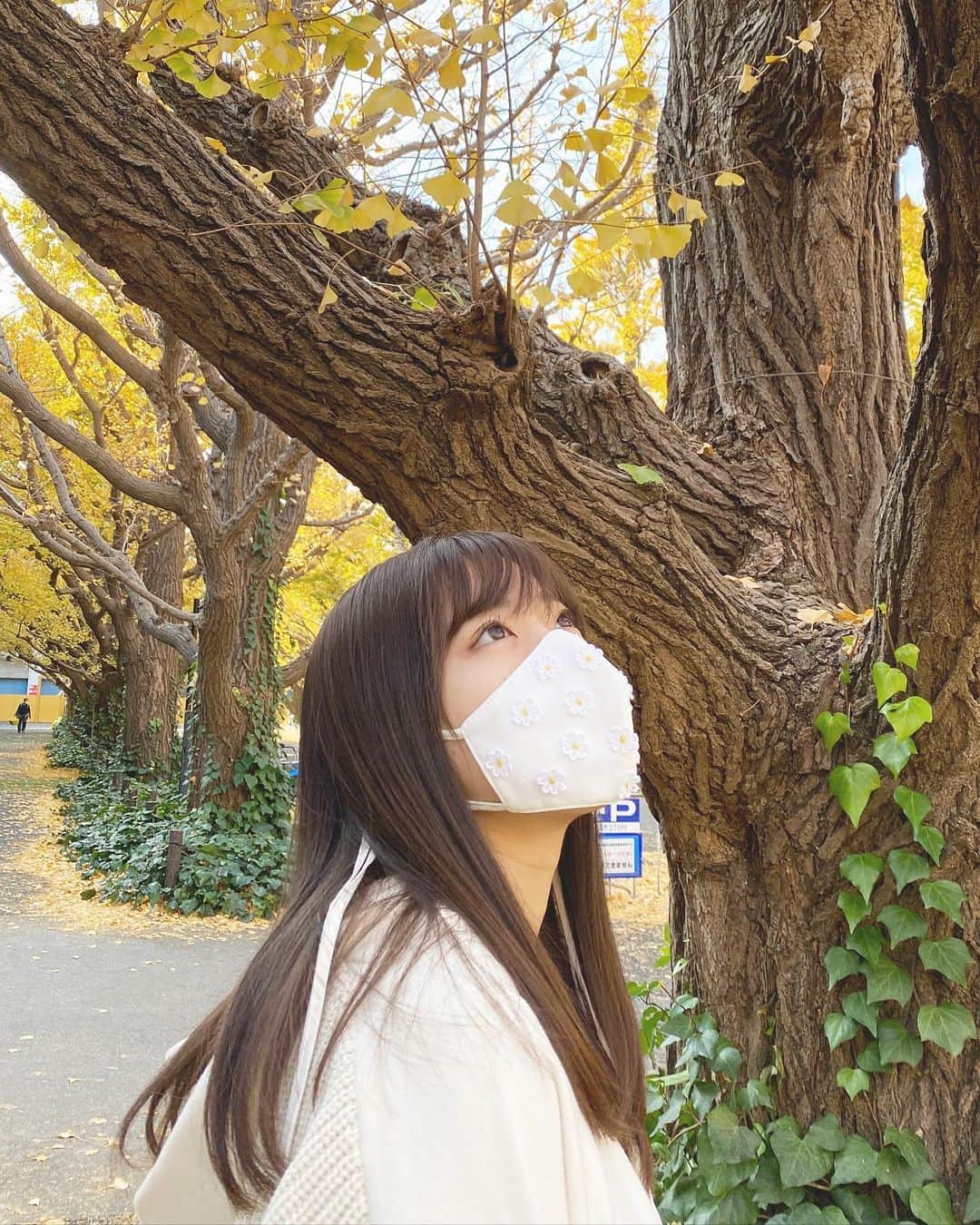 渥美友里恵のインスタグラム：「「🍁」﻿ ﻿ mask @girlssociety_official  tops﻿ @amerivintage  pans﻿ @snidel_official   ﻿ #fashion #ootd #girlssociety  #amerivintage #アメリヴィンテージ  #snidel #スナイデル #渥美友里恵」