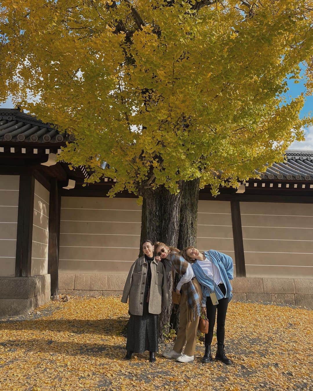 黒石奈央子さんのインスタグラム写真 - (黒石奈央子Instagram)「みんなで京都へ！！  立派な銀杏の木下で。  楽しい京都旅の始まり。  私の最新リールに京都旅アップしたのでぜひみてね♫  続く。  #京都旅#銀杏」12月1日 22時48分 - blackstone705
