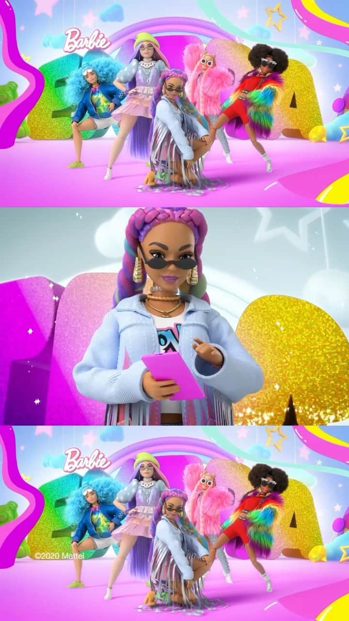 バービーのインスタグラム：「Oh. My. Wow! 📣 Get loud with new music and more looks from #BarbieEXTRA.」