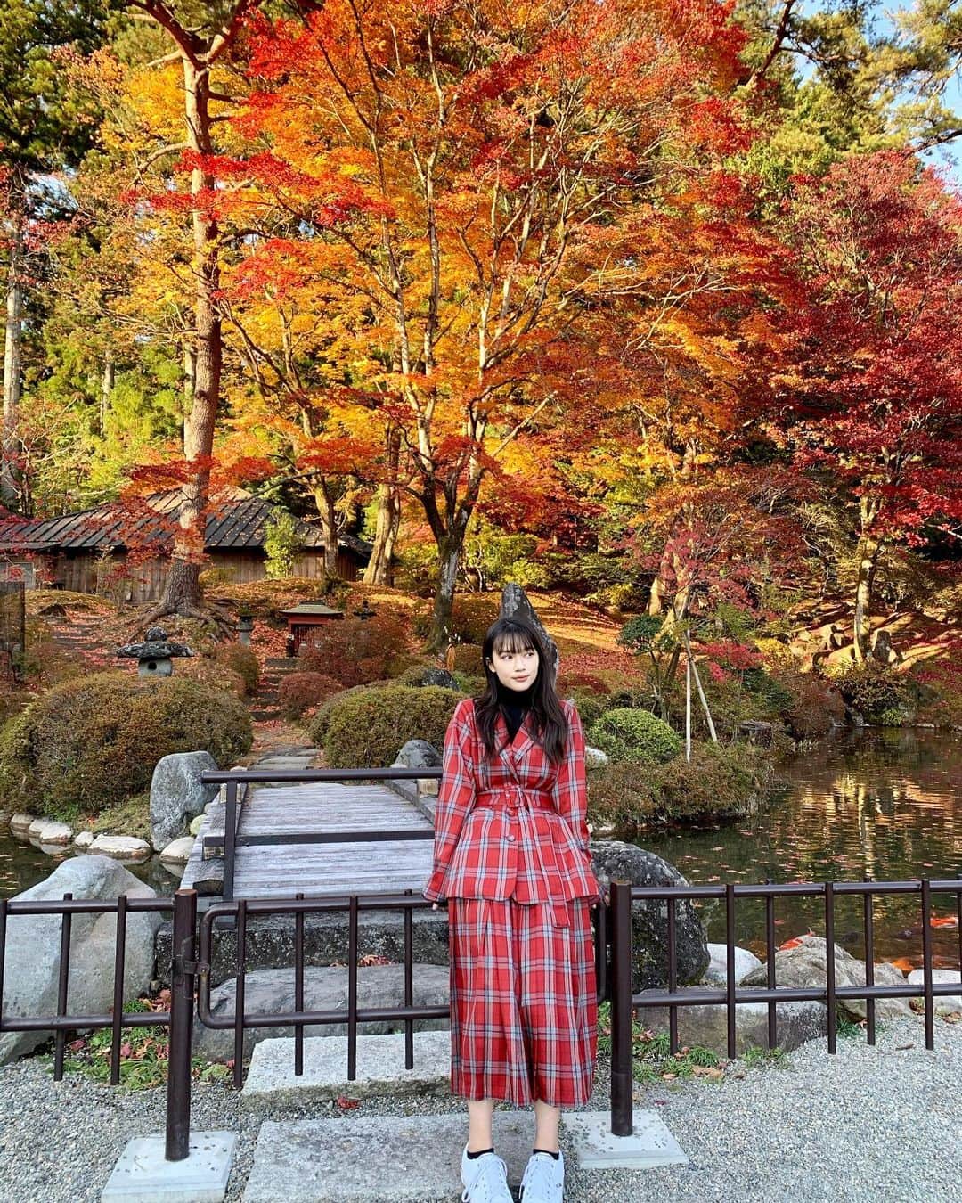新井舞良さんのインスタグラム写真 - (新井舞良Instagram)「今日から12月ですね！ 今年がもうあと1ヶ月なんて、、という感じですが楽しみましょう☺︎ 紅葉が綺麗だった〜🍁」12月1日 23時36分 - myra_arai