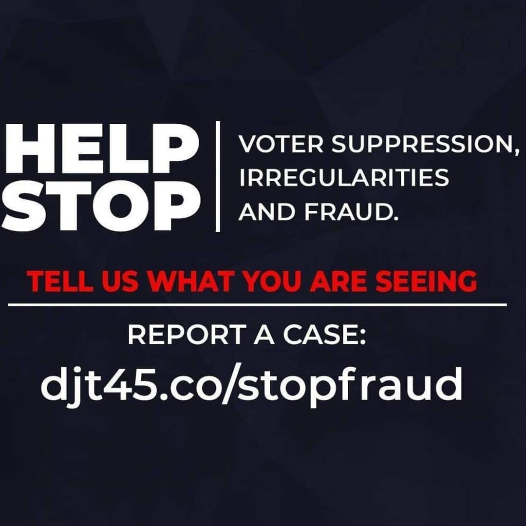 ドナルド・トランプさんのインスタグラム写真 - (ドナルド・トランプInstagram)「#Repost @teamtrump ・・・ Help stop voter suppression, irregularities and fraud!  Tell us what you are seeing.  Report a case: djt45.co/stopfraud」12月2日 3時56分 - realdonaldtrump