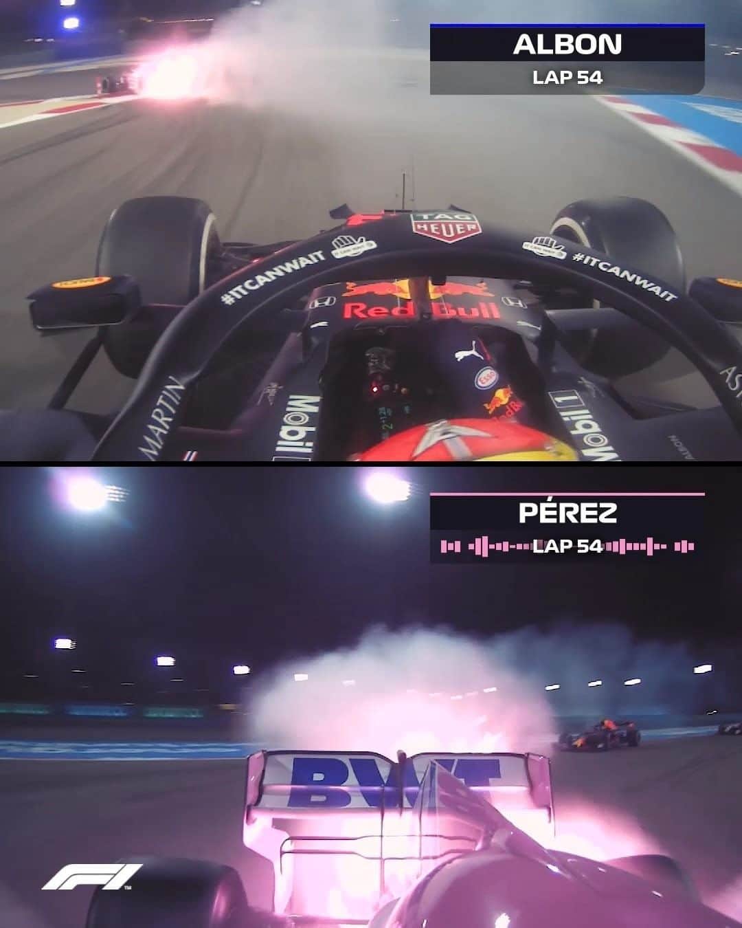 のインスタグラム：「Checo's podium heartbreak 💔  He was cruising in P3 with a comfortable gap to Albon but an MGU-K electrical problem forced his ultimate retirement  #BahrainGP #F1 #Formula1」