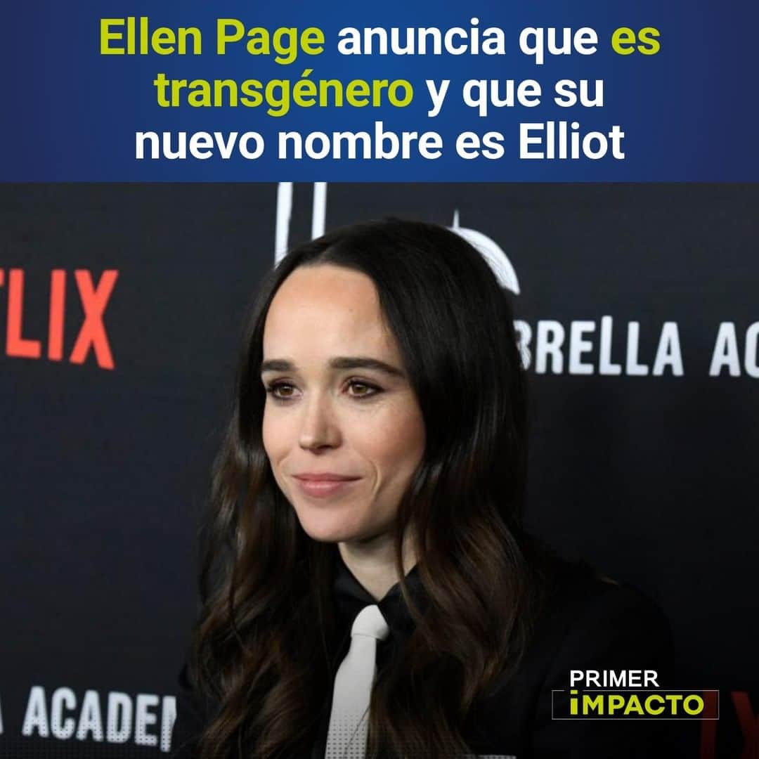 Primer Impactoさんのインスタグラム写真 - (Primer ImpactoInstagram)「#EllenPage conquistó los grandes escenarios con su papel en la película #Juno, en 2007, por el que fue nominada entonces al Oscar.   Ahora, protagonista de la serie de #Netflix de superhéroes The Umbrella Academy, se declara trans bajo su nuevo nombre, #ElliotPage.   Más de esta noticia en el link de nuestra biografía.  #PrimerImpacto.」12月2日 6時08分 - primerimpacto