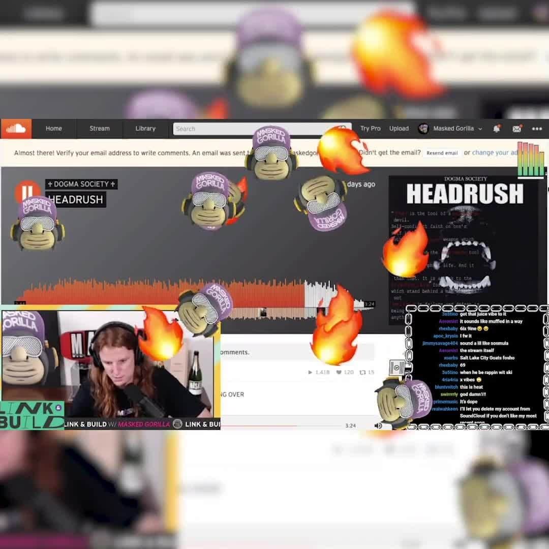 サウンドクラウドのインスタグラム：「We got some impressive Link & Build subs last time & @MaskedGorilla is ready hear more. 🤝🔗 For your chance to be heard on-air, be sure to head over to Twitter and tweet us a SoundCloud link to ONE song using #LinkandBuild. See ya Thursday @ 6PM EST.」