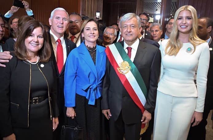 イヴァンカ・トランプのインスタグラム：「#OTD 2 years ago, Vice President @mikepence and I attended the inauguration of Mexico’s President @lopezobrador 🇲🇽   The historic USMCA (negotiated by @realdonaldtrump) will bolster freer markets + fairer trade + robust economic growth. #GreatAmericanComeback 🇺🇸」