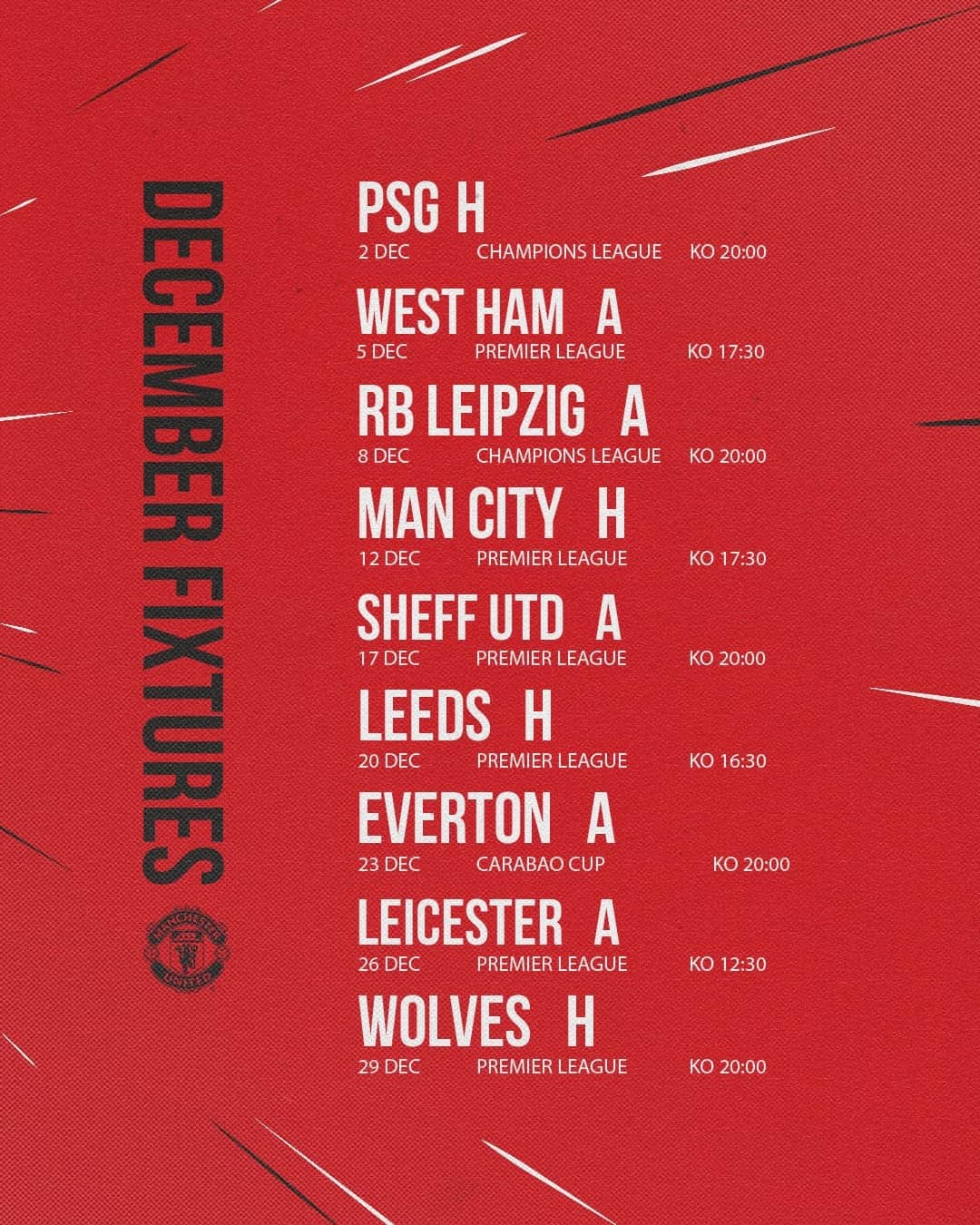 マンチェスター・ユナイテッドさんのインスタグラム写真 - (マンチェスター・ユナイテッドInstagram)「🗓 Our schedule for December looks like this... #MUFC」12月2日 11時05分 - manchesterunited