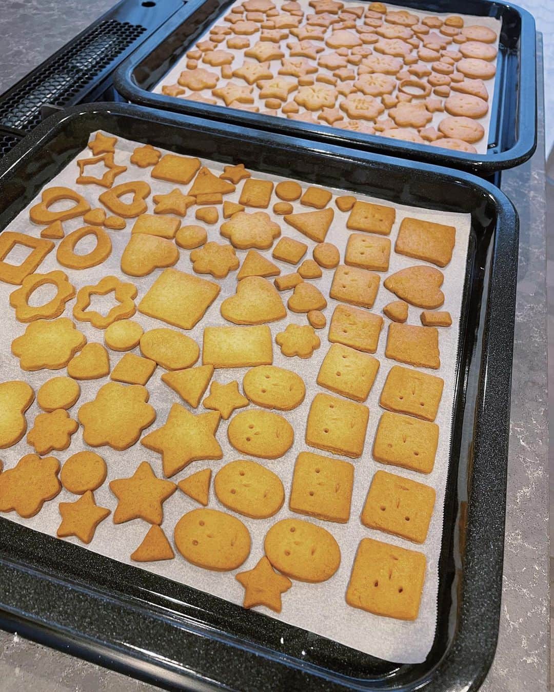 原田沙奈子さんのインスタグラム写真 - (原田沙奈子Instagram)「週末に焼いたクッキー🍪  今まで作ったクッキー（素朴タイプ）の中で1番美味しかったのは、なぜ。 材料変わってないんだけどなー🤔  アマネの愛情が入っていたからかなぁ。  型をとってから天板に並べる時にクッキーをトントンって触れながら丁寧に並べていくのが愛おしすぎて何回も観てる（6枚目の動画）。←親バカ  自分で作ったクッキーが愛おしいんだろうなぁ🥺  焼きたても本当に美味しくて、しばらく作り続けてしまいそう。 次回は“お皿によそってから”って注意されないようにしないと…。  #クッキー作り#アマネ_お料理」12月2日 21時46分 - sanakoharada