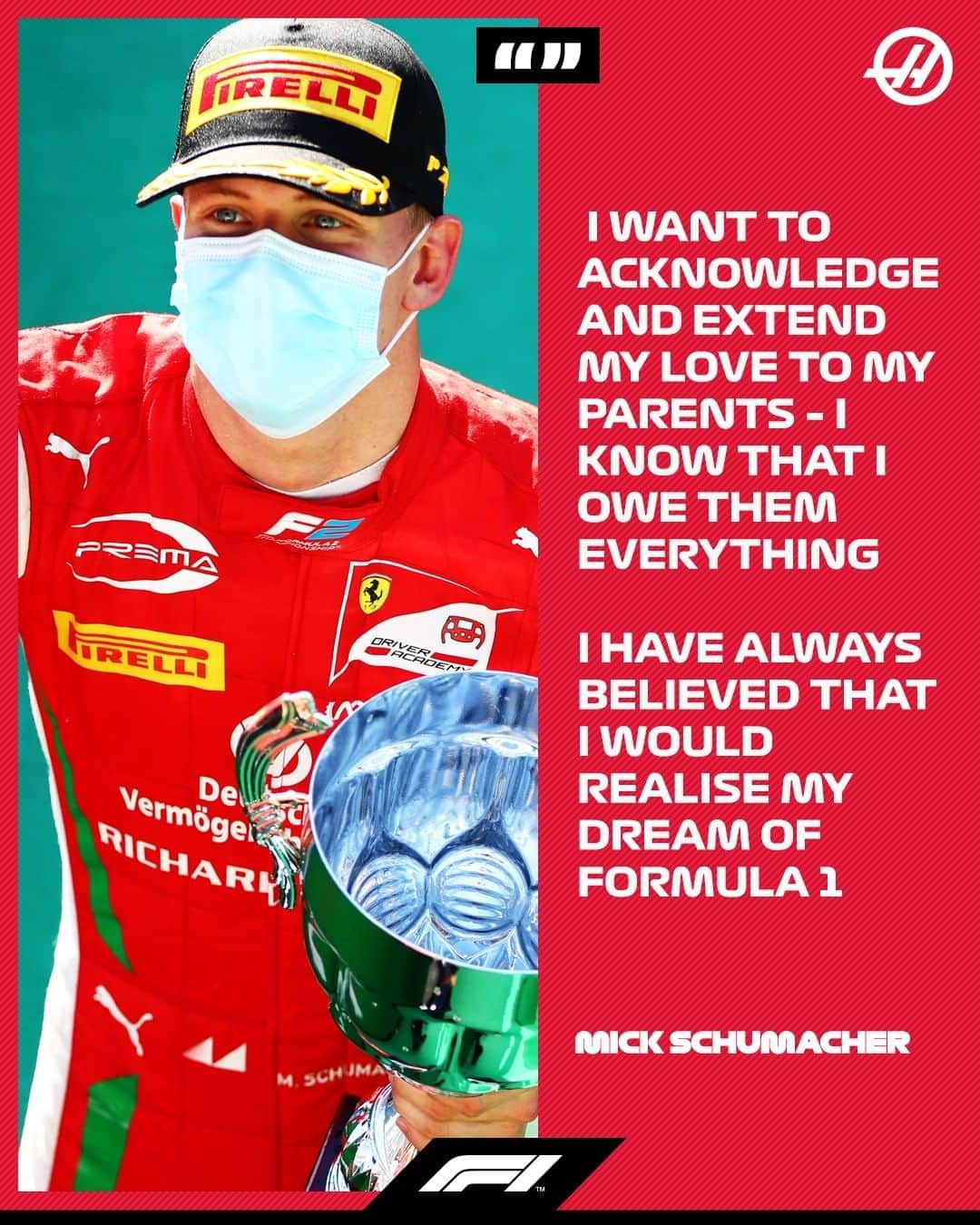 のインスタグラム：「Making the Schumacher family proud ❤️  #F1 #Formula1 #Schumacher @mickschumacher @michaelschumacher」