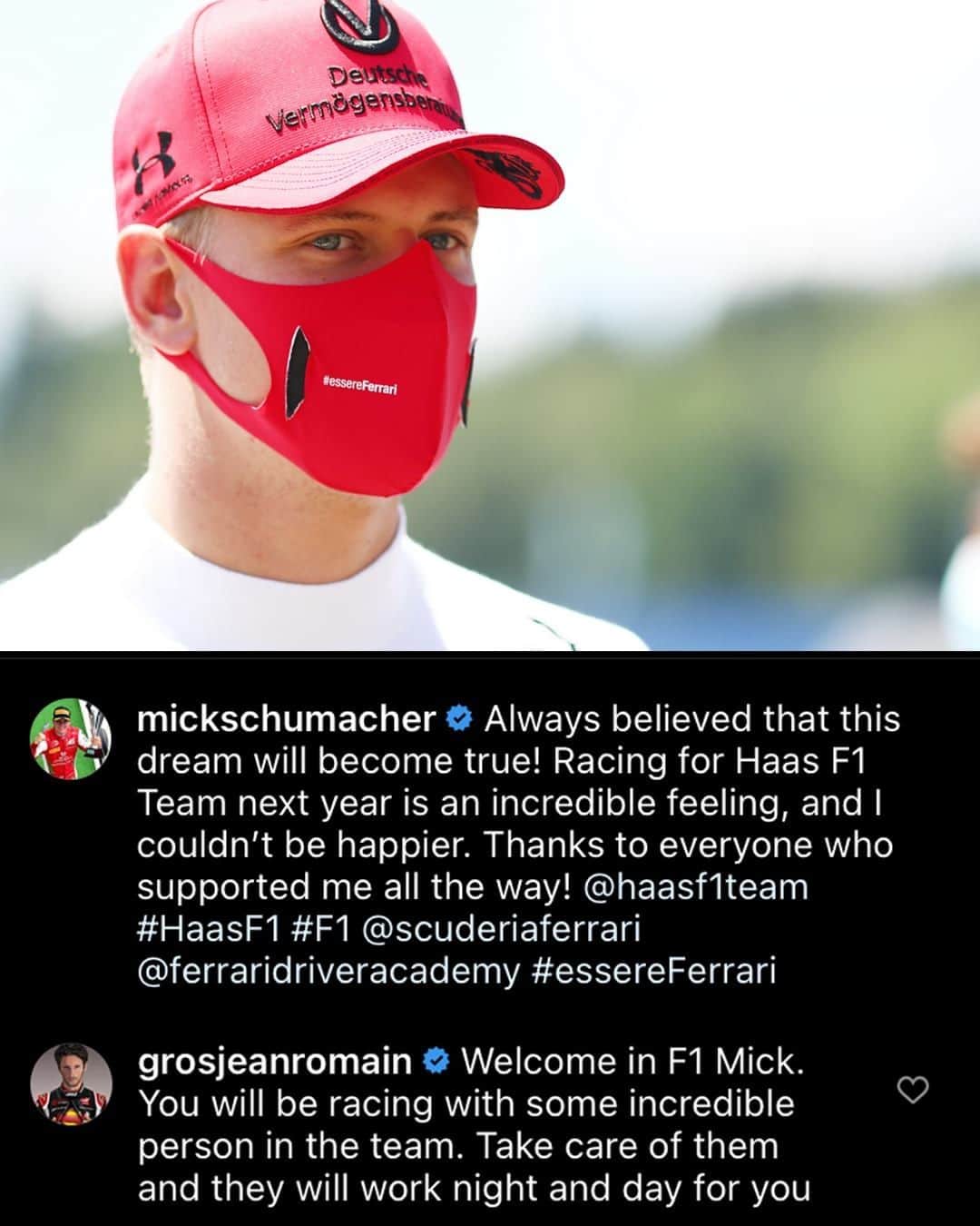 F1さんのインスタグラム写真 - (F1Instagram)「Pure, wholesome advice from @grosjeanromain 🥺  The outgoing @haasf1team driver offered his wisdom to the man who will be stepping into one of his team's cars in 2021  #F1 #Formula1 #Haas #RoadToF1 @mickschumacher」12月2日 18時05分 - f1