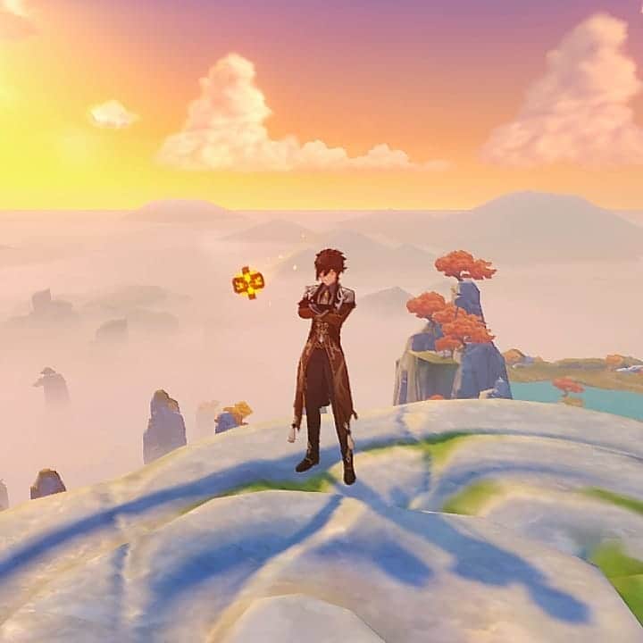エリッサ・ヤマダのインスタグラム：「before: just one more episode... • now: just one more quest 😀 #genshinimpact」