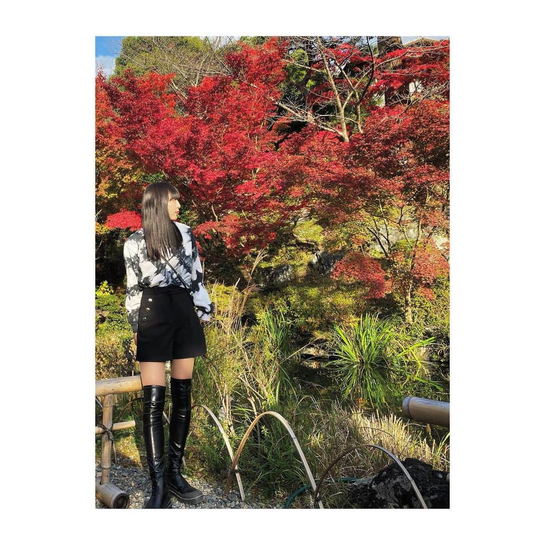 YURINAのインスタグラム：「・﻿ ⛩🍁🍂🌾﻿ ﻿ ﻿ 📸 #京都紅葉 photo by my father 👨🏻﻿ ﻿ ﻿ 京都でパパに撮ってもらった写真まだありました🙌🏻笑﻿ ﻿ ﻿ 12月突入で秋の終わりを感じる🍁👋🏻﻿ ﻿ 雪景色は実家でよく見てたけど﻿ 大阪では見ないので早く雪景色見たいな〜。☃️﻿ ﻿ ﻿ ﻿ ﻿ 昨日アメーバブログ更新してるので﻿ まだの方はチェックよろしくお願いします☑️﻿ ﻿ ﻿ ﻿ #オリックス #BsGirls #Bs2020 #avex﻿ #baseball #プロ野球 #ORIX #Buffaloes﻿ #京セラドーム大阪 #ほっともっとフィールド神戸 ﻿ #yurina_359  #BsGirls2020 #performer﻿ #dance #全力パフォーマンス ﻿ #高身長女子 #筋トレ女子 #腹筋女子﻿ #トレーニング女子 #ボディメイク ﻿ #野球好きと繋がりたい #黒髪インナーカラー﻿ #紅葉シーズン #京都観光 #親子旅﻿ #二年坂 #清水寺 #八坂神社﻿ #ロングブーツコーデ﻿」