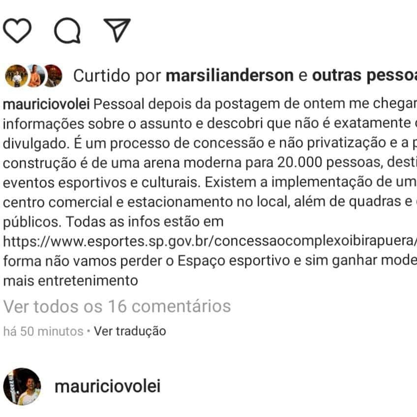 ウィリアム・アルジョナさんのインスタグラム写真 - (ウィリアム・アルジョナInstagram)「A prefeitura de São Paulo esclareceu o caso. Obrigado @mauriciovolei mais informações na página @webvolei. Continuaremos de 👀👀👀」12月2日 22時57分 - william_elmago_arjona