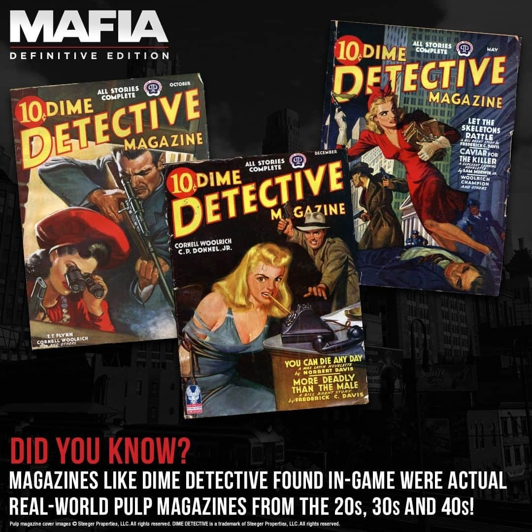 2Kさんのインスタグラム写真 - (2KInstagram)「Pulp magazines like Dime Detective are real-world magazines from the era. Have you ever come across any of these gumshoe stories in person? Let us know!」12月3日 1時00分 - 2k