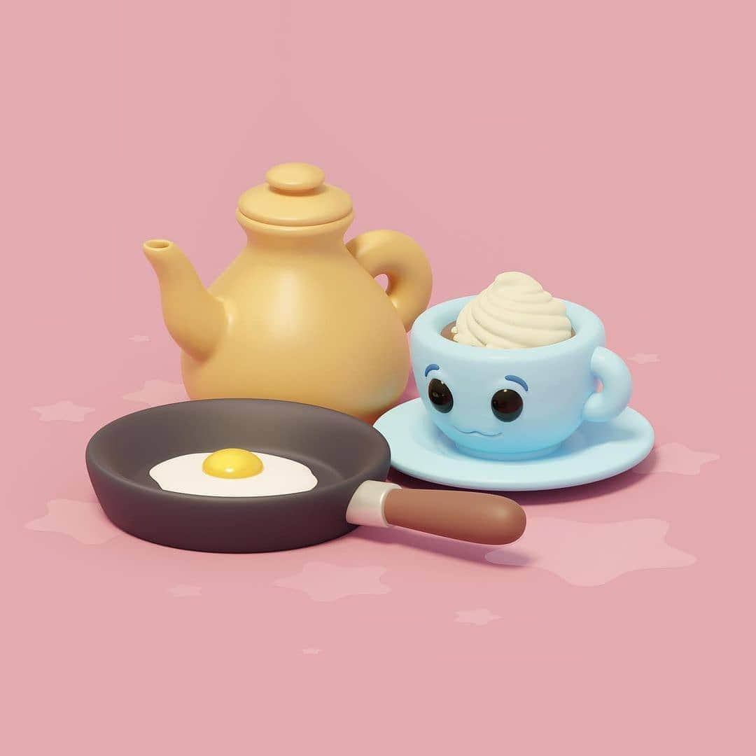 Eggs Conceptのインスタグラム：「Breakfast 🍳by 👉 Raphael Lopes @raphaellopesph 👈  #RaphaelLopes #raphaellopesph #eggsconcept #blender3d #b3d #blenderartist #blenderart」